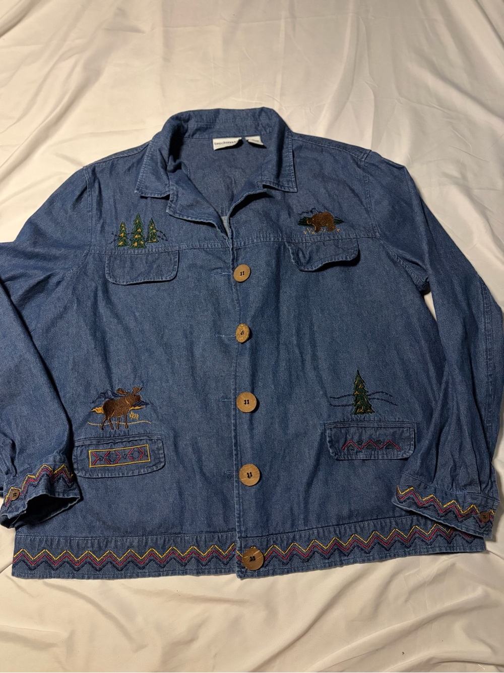Vintage Breckenridge Denim Chore Coat Women's XL Blue Barn Wildlife Outdoors 90s